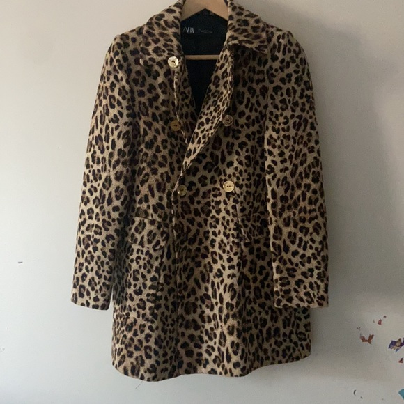 Zara leopard double button jacket. Xs - Picture 2 of 13